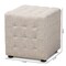 Baxton Studio Elladio Beige Upholstered Tufted Cube Ottoman, PK2 156-9296 - alternate 3